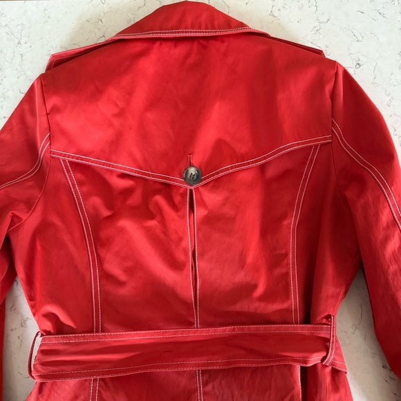 Michael Kors Bold Scarlet Double-Breasted Weather Resistant Trench with Belt - Picture 5 of 14